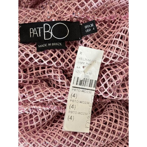 PatBO Rhinestone Netted Plunge Gown in Light Pink 4 New Womens Long Dress - Picture 10 of 11